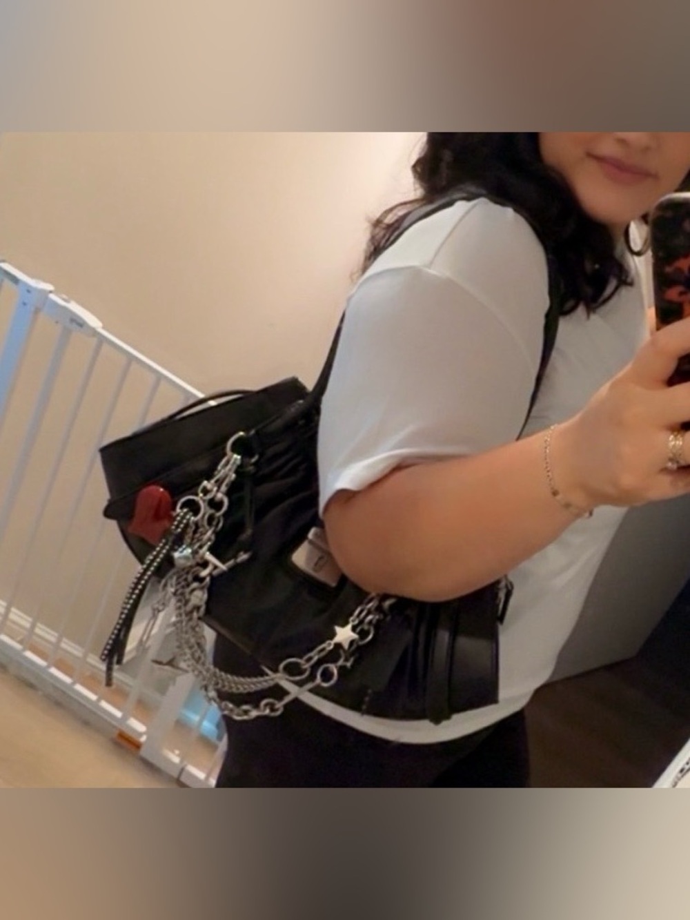 Marc Jacobs Black Leather Ruched Shoulder Bag with Double Handles - Picture 6 of 6